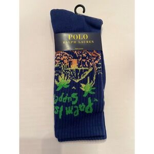 Polo Ralph Lauren‎ Palm Island Supplies Blue Crew Socks Men's Shoe Size 6-12.5